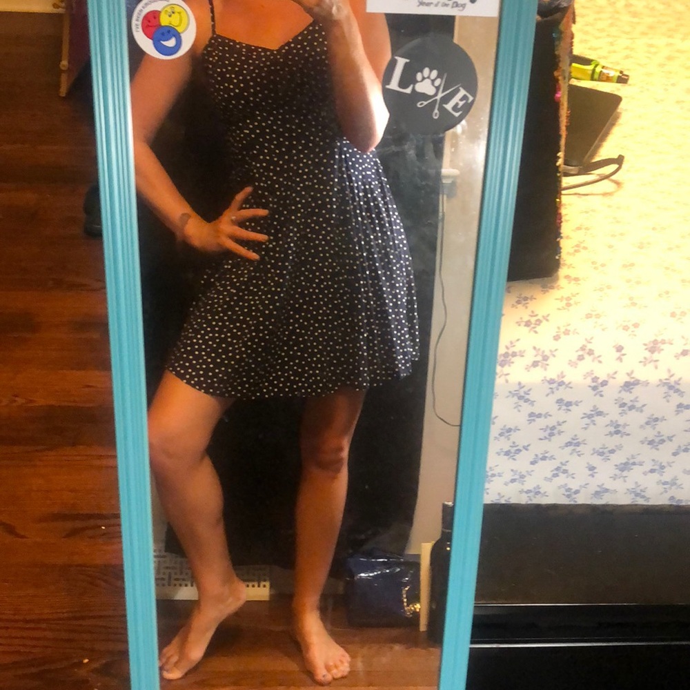 Navy polka dot summer dress